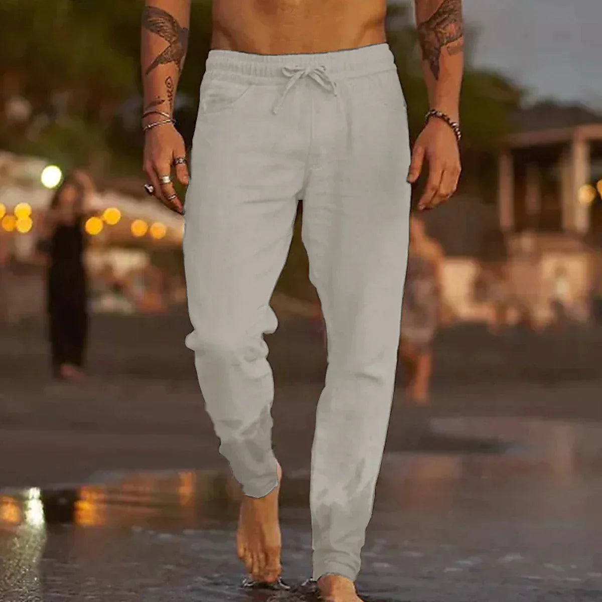 Maiko – Herren Locker geschnittene Leinenhose
